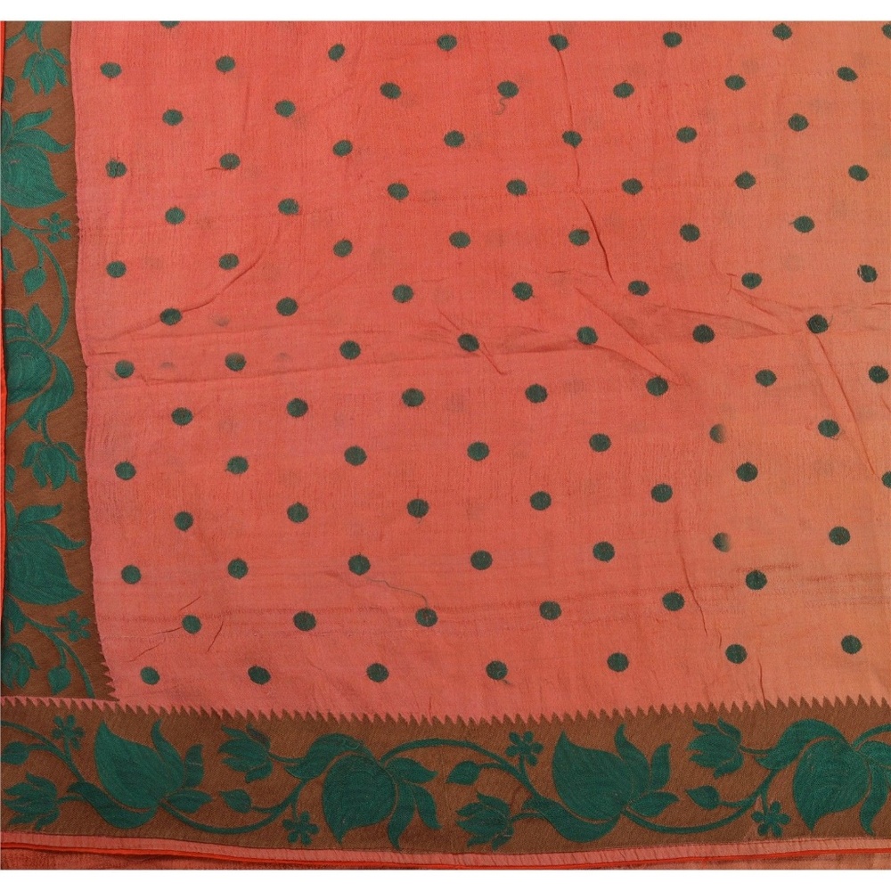 Preowned Silk Beaded Peach Sari